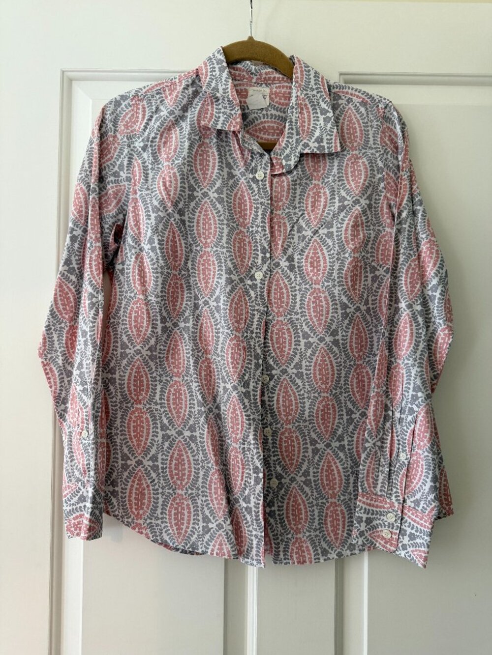 J Crew Women's cotton blouse, pink and gray pattern, size s, excellent cond Ite